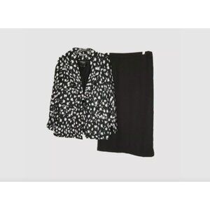 Jessica London Black White Blazer Skirt Set 12W Tall